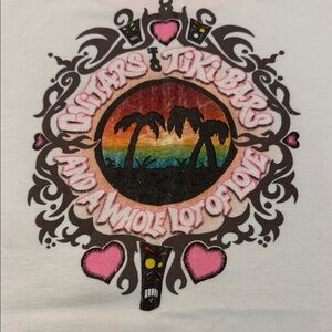 Women's Kenny Chesney White and Pink Graphic Baby Doll Tee Size Large